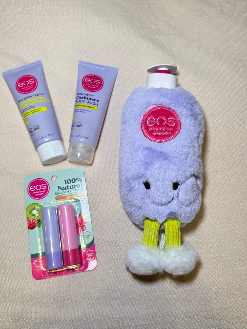 eos Lavender Plush Hand Soap Bottle with Lip Balm & Lotion/Body Wash Set